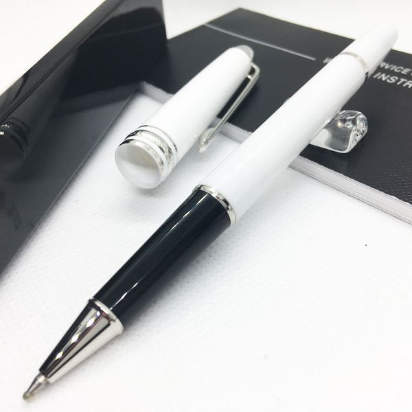 

luxury pen m 163 white resin silver/golden resin rollerball pen golden clip stationary ballpoint pens, Blue;orange