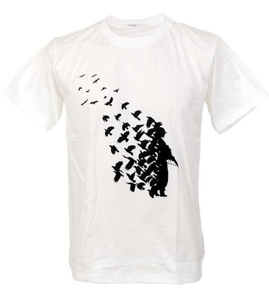 

2019 тройники с коротким рукавом o-образным вырезом banksy cool bird sharpshooter парни футболка граффити, xl мужчины летний стиль, White;black