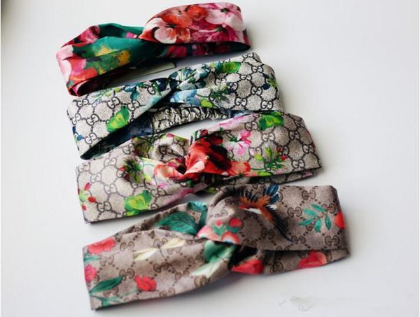 

Luxury Designer 100% Silk Cross Headband Women Girl Elastic Hair bands Retro Turban Headwraps Gifts Flowers Hummingbird Orchid CNY980