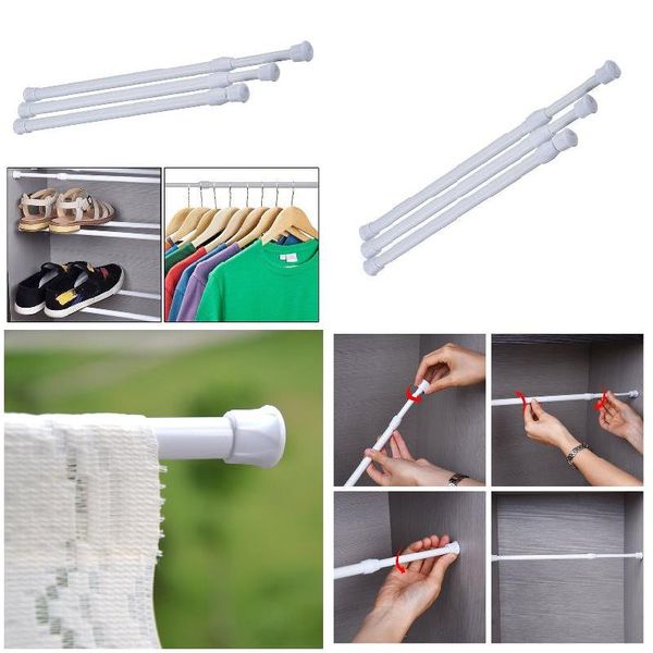

adjustable curtain rod metal spring loaded bathroom bar shower extendable poles rail hanger rods mdd88