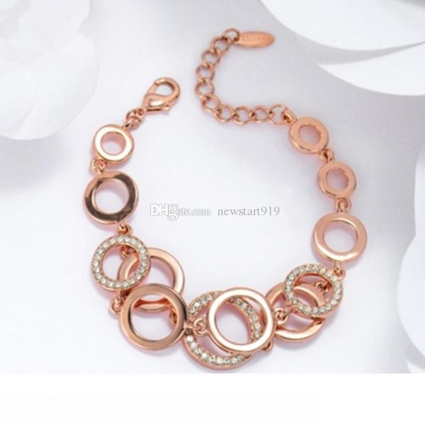 

розовое золото серебряный цвет круги браслет браслеты для женщин стразы проложили двойной слой круглые женские браслеты, Black