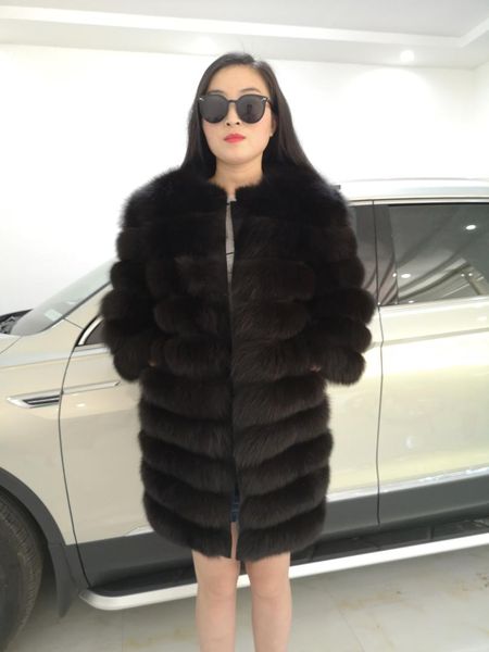 

real fur coats with sleeves winter coat women removable sleeves of fur jacket genuine leather 2019, Black