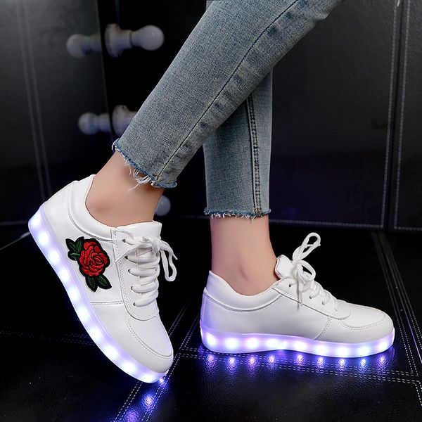 

2018 led shoes luminous sneakers usb glowing sneaker with light up sole kids boys baskets femme tenis feminino led slippers, Black;red