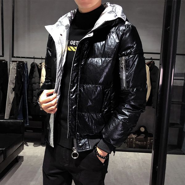 

original winter thickening in the long down jacket men thick  fat loose over the knee trend handsome coat, Black