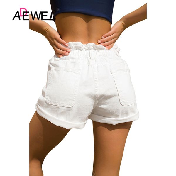 

adewel women short jeans solid whiskered cuff medium white blue denim shorts push up skinny slim denim shorts bottoms 2020, White;black