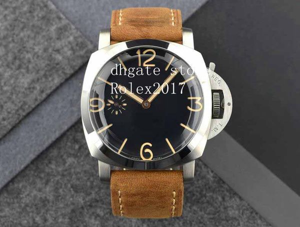 

men's limited 2021 47mm wristwatches sandwich black dial brown leather movement power savings counterclockwise manual winding diving fa, Slivery;brown