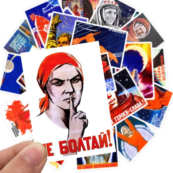 

25pcs russian propaganda poster the space race poster stickers ussr cccp stickers for collection lapluggage phone decals