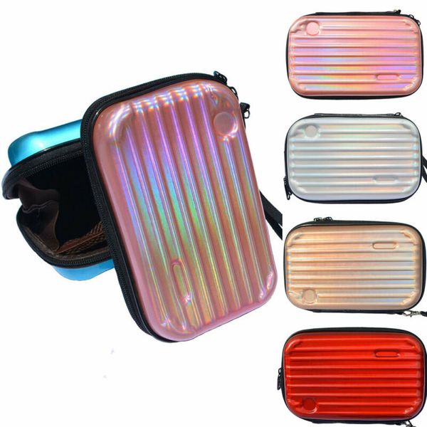 

2019 women clutch makeup laser bag holographic cosmetic bags clear suitcase shape design cosmetic boxes