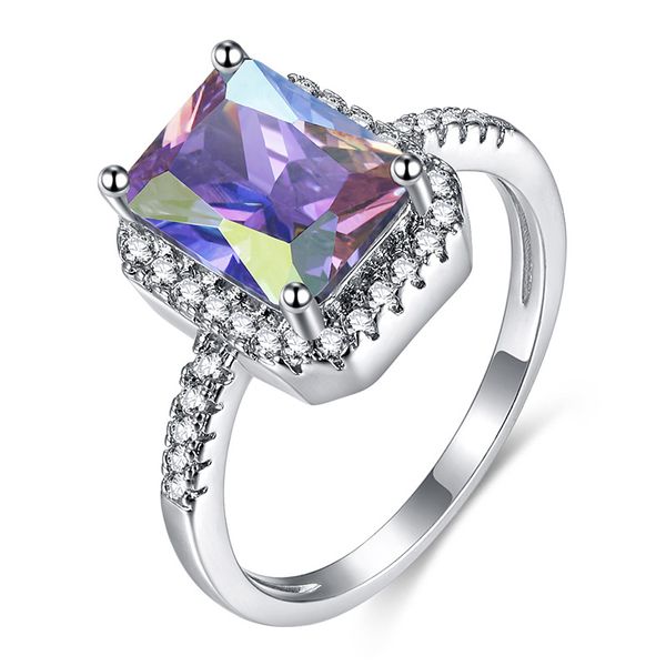 

fashion desgin ring big square sky blue stone rings for women jewelry wedding engagement gift luxury inlaid stone rings, Golden;silver