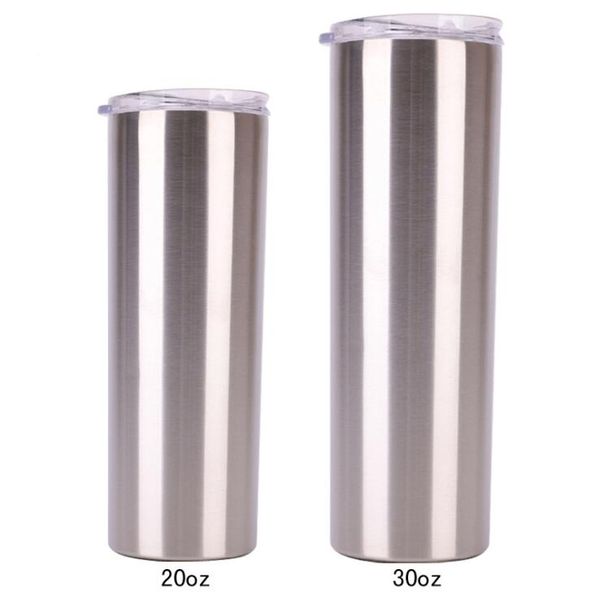 

stainless steel skinny tumbler 20oz 30oz vacuum insulated straight cup beer coffee mug glasses with lids and straws