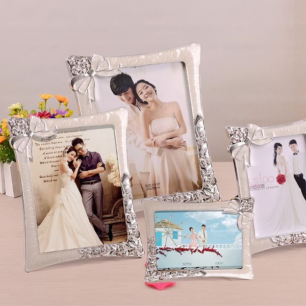 

romantic bow decor resin picture frame for wedding p 6"7"8"10" p frame with glass picture display on table wedding gift