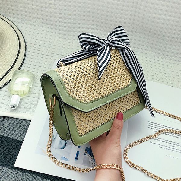 

2020 summer women's bags fashion small beach ladies bag chain shoulder straw handmade rattan female girl crossbody bag
