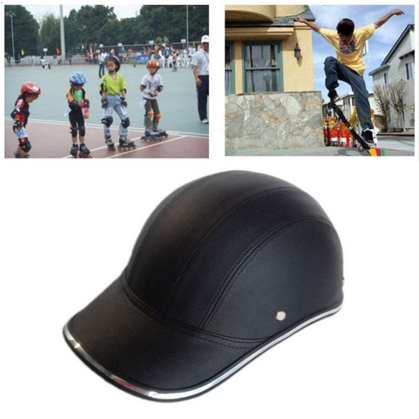

classic style 2 styles moto motorcycle helmet half face helmets 55-60 cm baseball cap style safety pu leather car-styling black