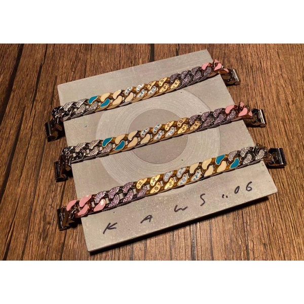 

2020 new products bracelets stainless steel bracelet colorful color quenching rhinestone bracelet couple bracelets, Black