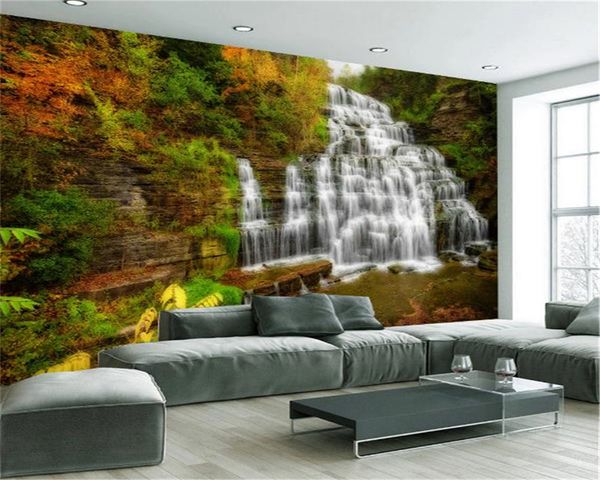 3d Digital Wallpaper Imprimir Outono bonito Grande paisagem da cachoeira Home Decor Sala revestimento de paredes Wallpaper