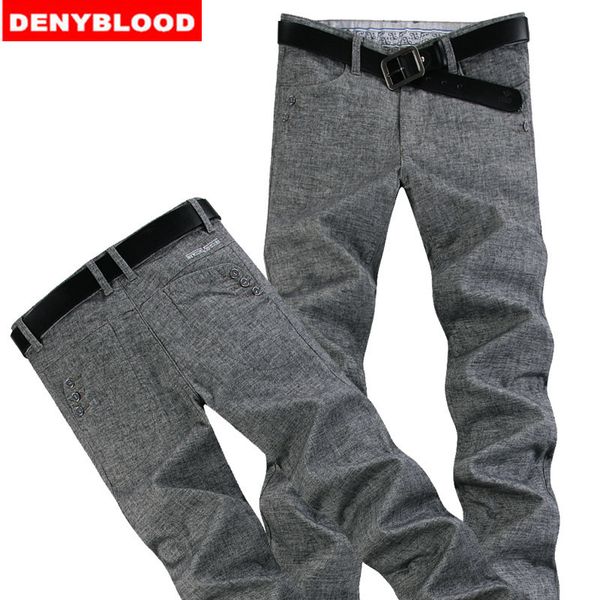 

plus size 28-40 42 44 46 mens darked wash jeans linen cotton straight pants thin causal pants men business chinos 996, Black