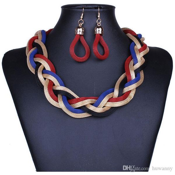 

bohemian jewelry sets earrings and necklaces set for women girl party gift fashion jewelry wholesale 0415wh, Silver