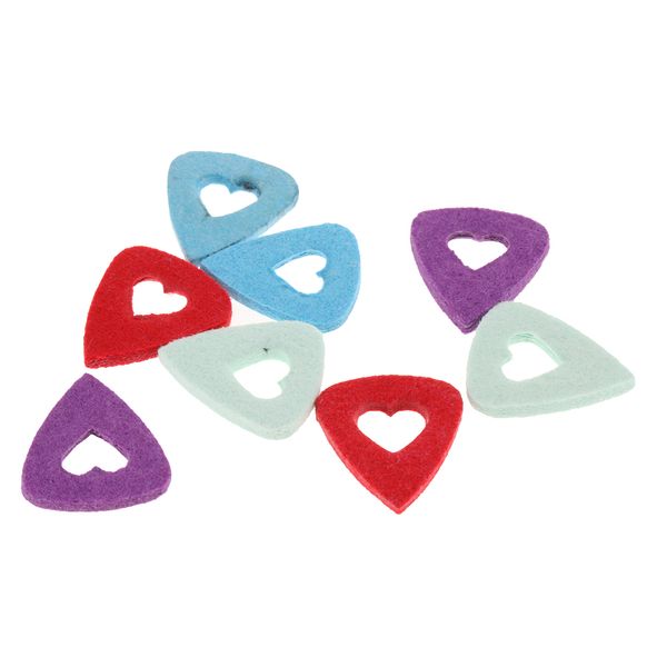 

pack of 8 soft colorful guitar bass picks hollow heart-shaped felt plectrum