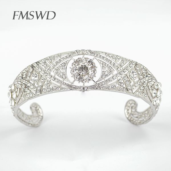 

vintage rhinestone silver color meghan crown princess tiara bridal wedding jewelry decoration headpiece wedding hair accessories, Golden;white