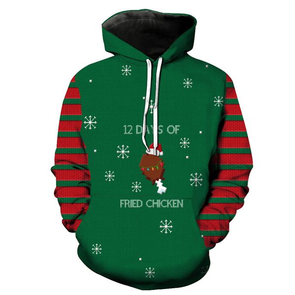 

new christmas printing series men's open-and hat guard fashion europe and america men's guard with hats blouse hoodies, Black