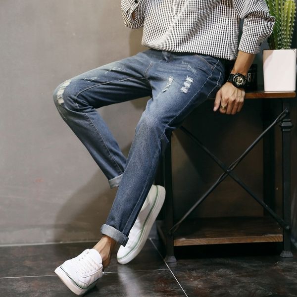 

2019 new arrival jeans korean style slim fashion denim jeans for men pants trousers, Blue