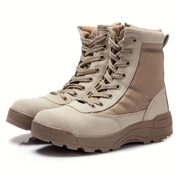 Homens Tactical Militar Militar Botas de Couro Respirável Malha Alta Top Casual Trabalho De Deserto Sapatos Mens Swat Anchle Combat Bota