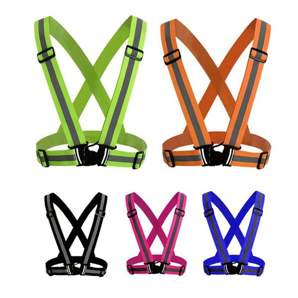 

mounchain adjustable high visibility cycling reflective vest belt chaleco reflectante bicicleta night jacket run cycling vest, Black
