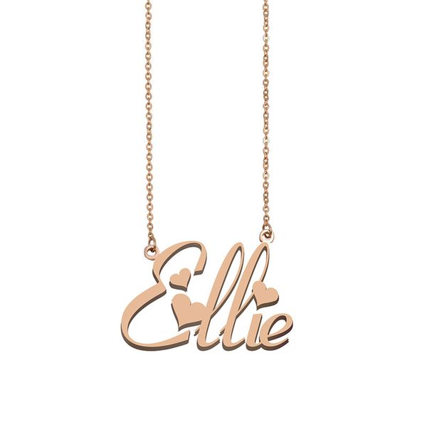 

ellie name necklace pendant for women girls birthday gift custom nameplate kids friends jewelry 18k gold plated stainless steel, Silver