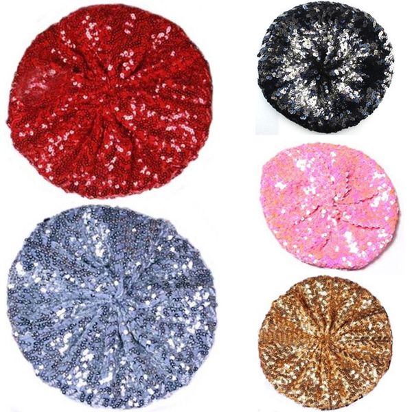 

new fashion ladies girls sequins shinny beret hat party dance disco caps for 5 colors, Blue;gray