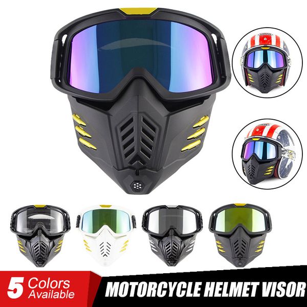 

deri helmets face shield protector modular mask detachable goggles mouth filter motorcycle half helmet vintage motocross