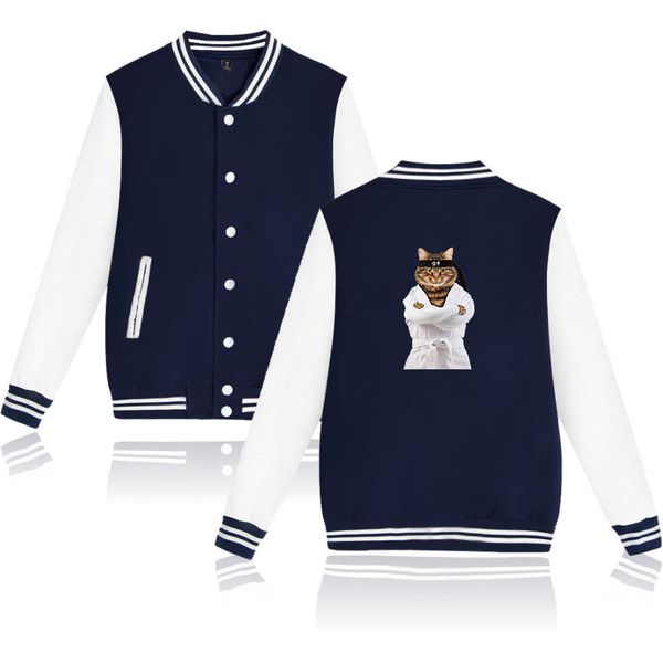 

karate cat jacket casual clothing print a fashion cat baseball uniform, Black;brown