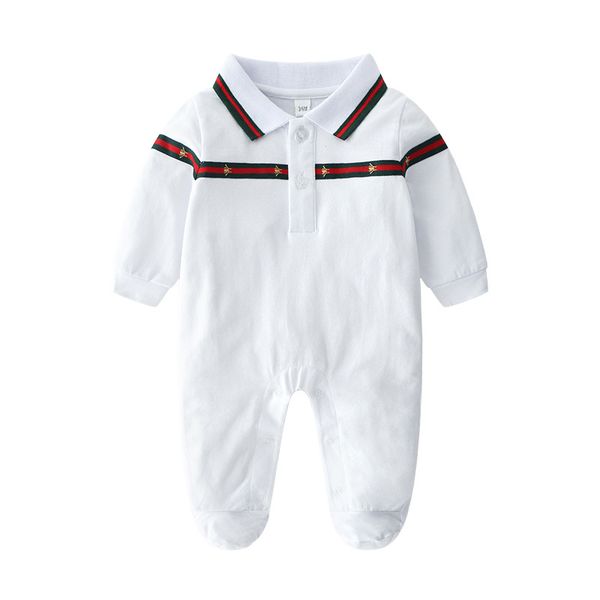 

retail newborn baby lapel embroidery cotton romper 0-1y rompers toddle baby bodysuit children one-piece onesies jumpsuits climbing clothes, Blue