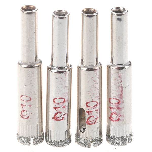 

promotion 4 pcs 10mm dia diamond coated drill bit marble tile glass hole saw cutting tool