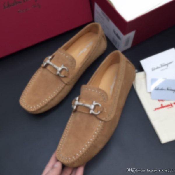 

new designer casual layer cowhide peas shoes business casual footwear leather shoes fashion horseshoe buckle casual shoes