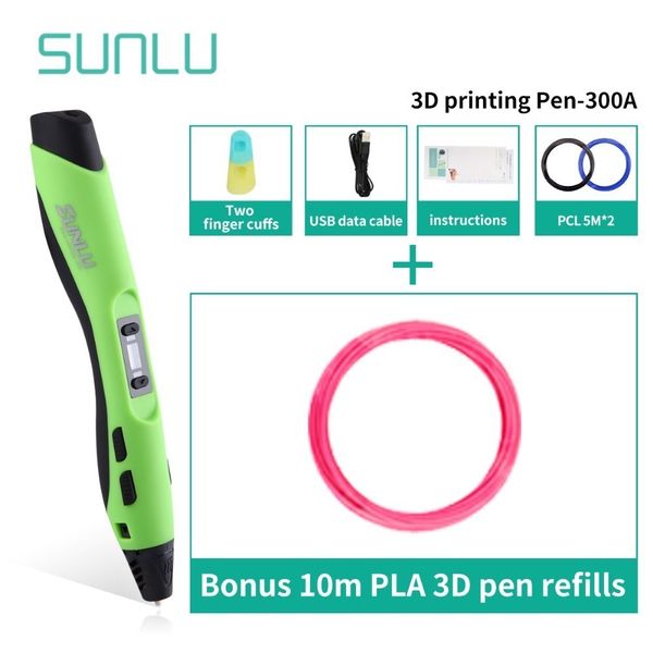 

3d drawing pen for children scribble 1 to 8 digital exturded grades on seep control sunlu sl-300a 3d printing pens gift box, Black;red