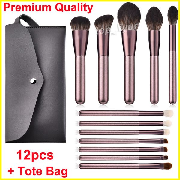 Set di pennelli per trucco di alta qualità + Tote Bag Pennelli per ombretto 12 pezzi Kit di pennelli per contorno in polvere Cosmetici Correttore Pennello per fondotinta Strumenti di bellezza