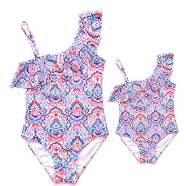 

mom girls matching one-piece swimsuit little girl floral swimsuits bikini family swimwear mother and child swimwear summer cloth