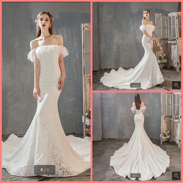 

robe de mariage white lace mermaid wedding dress off the shoulder short sleeve court train bridal gowns corset long bride dresses