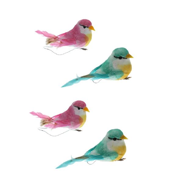 

4pcs colorful artificial foam feather birds mini craft home gardens wedding decor