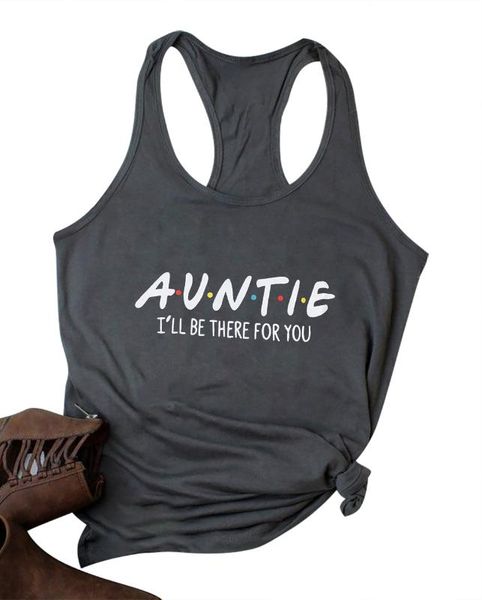

women auntie i'll be there for you tank print tee shirt female casual loose o-neck sleeveless vest beach, White