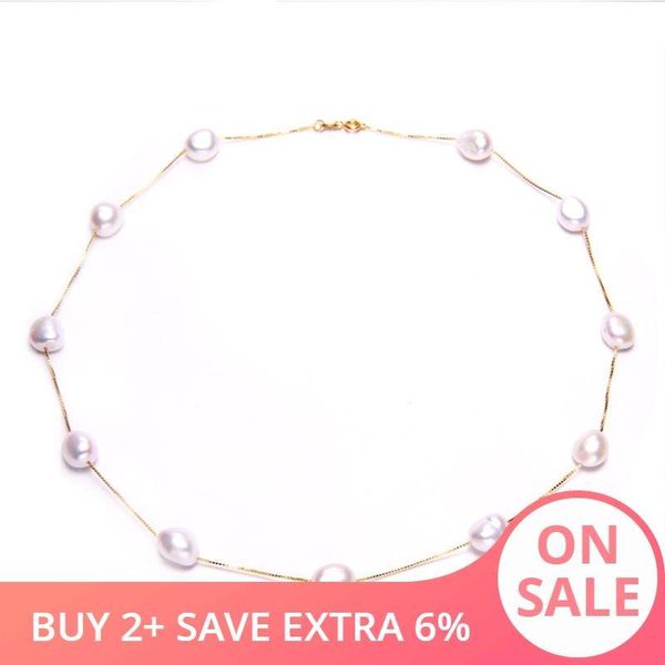 

daimi sterling silver tin cup station chain freshwater cultured pearl jewelry european style natural pearl necklace for woman