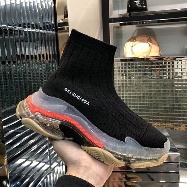 

socks bootstriple-sairknitmidsock 2019 men and women fashion wild breathable running shoes crystal bottom fashion boots, Black