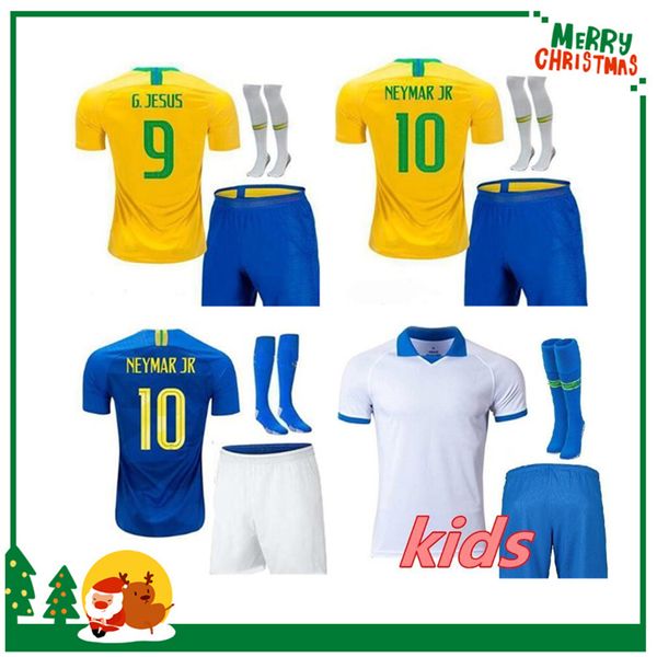 

2019 brasil home kids kit jersey david luiz g.jesus p.coutinho marcelo ronaldinho david luiz soccer jersey 2020 brazil football jersey, Black