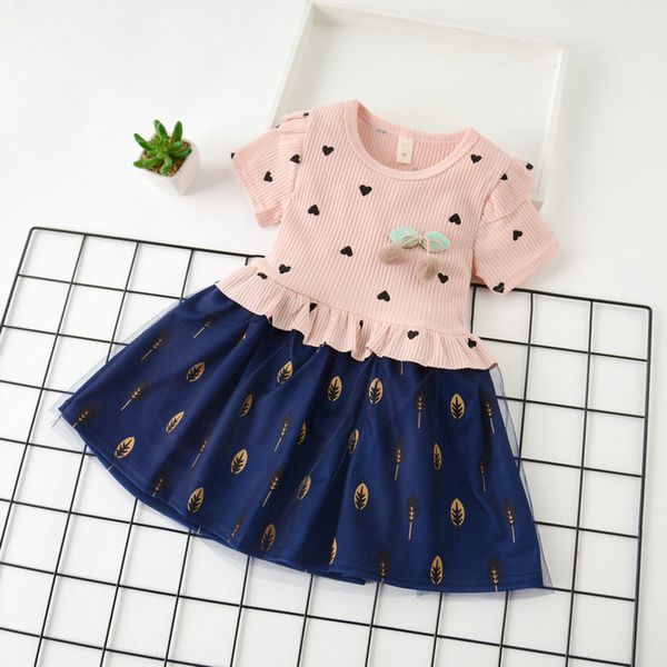 

toddler girl dress winter 2019 baby kid girls ruffles ruched love cherry tulle patchwork casual dresses vestido menina #y2*1, Red;yellow