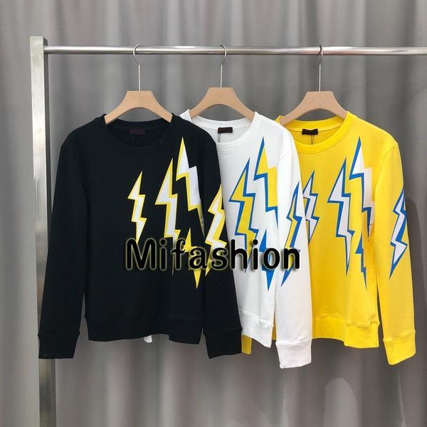 

19ss autumn winter luxury europe italy lightning hoodie women men sweatshirt pullover hoodies hip hop men sweatshirt pullover, Black