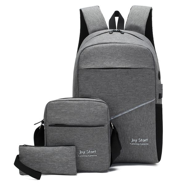 

usb charging backpack 3 pcs/set oxford school backpack for teenage fashion student shoulder bag casual compound backbag cj191213