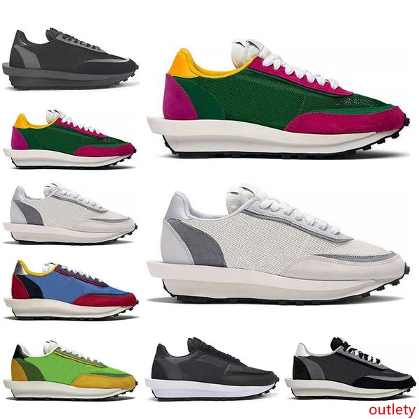 

прибытие ldv sacai вафельный женщин людей кроссовки зеленый густо pine green varsity голубой черный тренеры серые мужские тапки размер 36-45