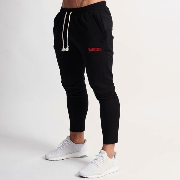 

2019 cotton fitness pants men's spring and autumn new running fitness training pants sports leisure men tracksuit, Black