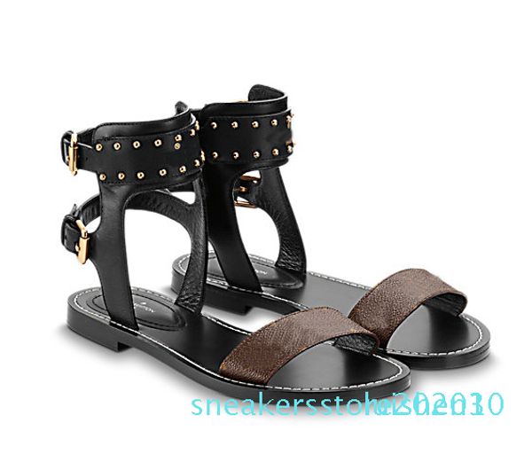 

klassische damen beliebte leder sandale striking gladiator-art-leder-sohle luxus flachen segeltuch plain sandalen schuhe l30, Black