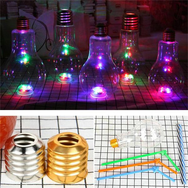 

2020 light bulb beverage bottle milk tea bottle plastic juice bottle creative yogurt cup luminescence cup drinkware tools 4681 home2010